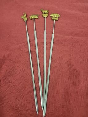 Rostfrei Stainless Steel 12" Skewers With Brass Animals